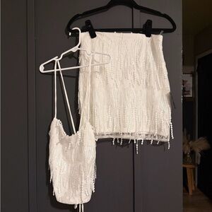 Lulu's Elegant Cream Fringe Ensemble